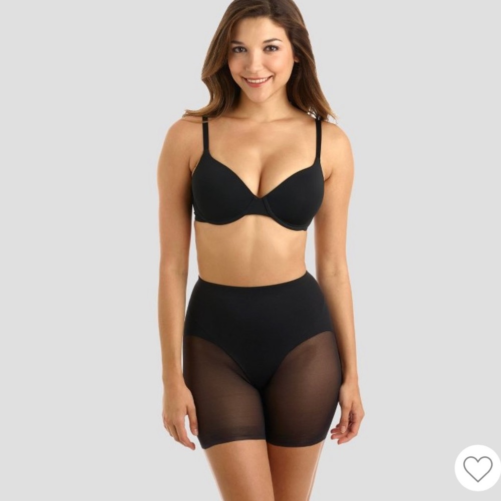 NWT SlimShaper by Miracle Brands Women's Sheer Booty Lift Shortie Black - Picture 2 of 7
